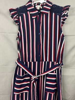 Monteau Girls Striped Button-Up Dress, Size 10